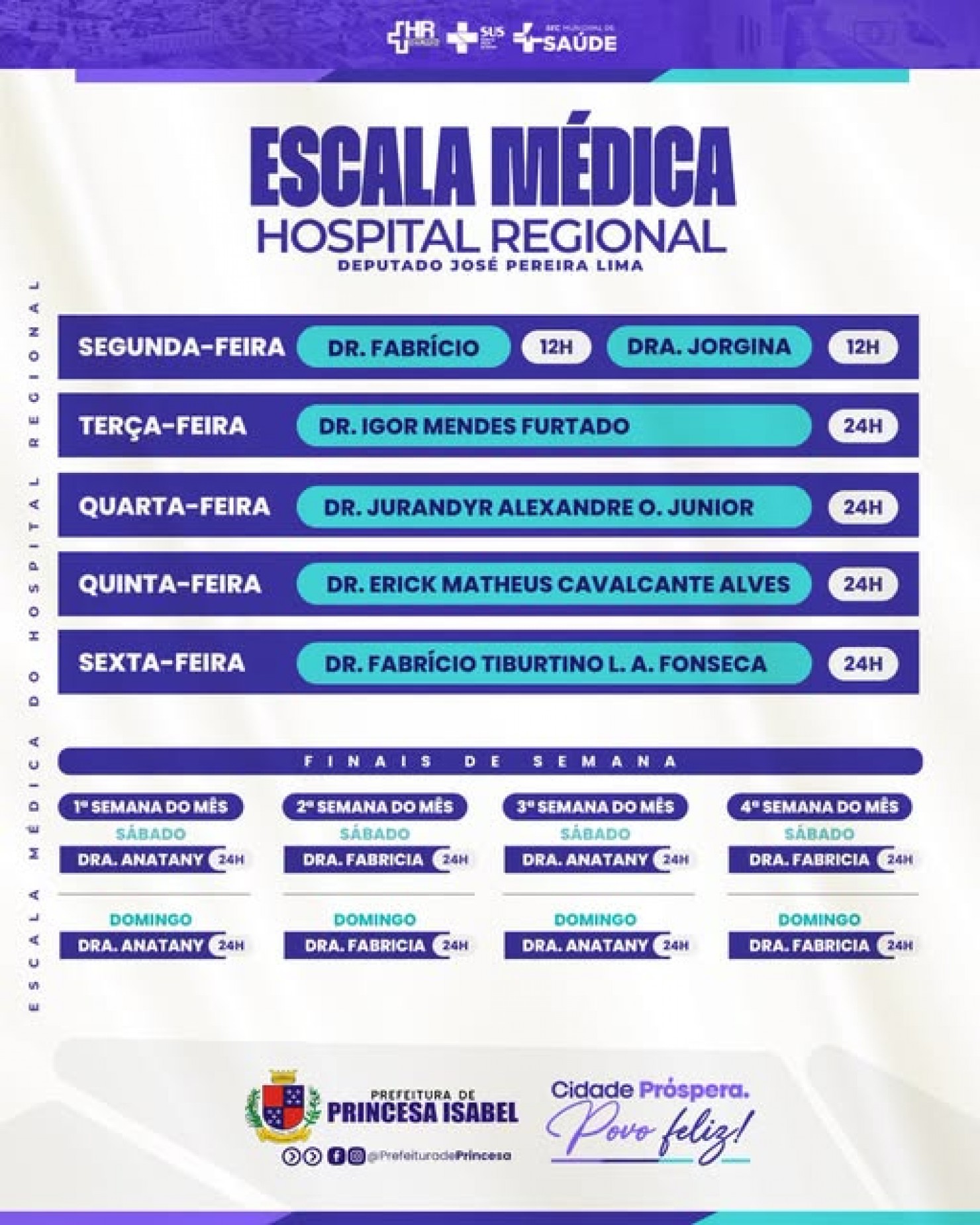 Escala do Hospital Regional Deputado José Pereira Lima.